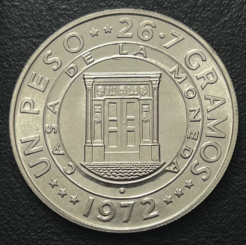 1972 Dominican Republic 1 Silver Peso Central Bank 25th Anniversary Cover