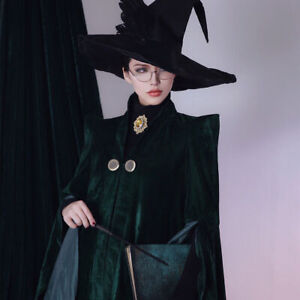 Minerva McGonagall Professor Cosplay Costume Green Robe Dress Suit