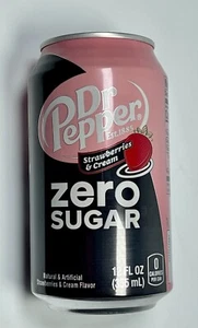 2 Strawberries & Cream Dr Pepper ZERO SUGAR Soda Cans, 12 oz LIMITED EDITION - Picture 1 of 1