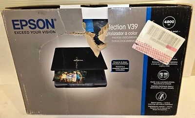 Epson Perfection V39 Black Flatbed USB Color Scanner For Photos & Documents - Image 1 of 4