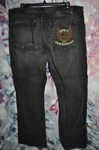 Royal Underground Mens Jeans Embroidered Skull Wings Pocket - Picture 1 of 13