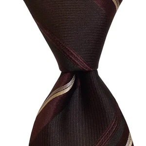HUGO BOSS Men's 100% Silk Necktie ITALY Designer STRIPED Purple/Gray/White EUC - Picture 1 of 3