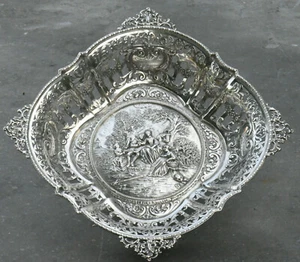 SILBERSCHALE G. Roth Hanau Brotkorb figürliche Szene 800er Silber Historismus - Bild 1 von 12