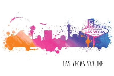 Las Vegas Nevada Skyline Watercolor Cool Wall Decor Art Print Poster 18x12 - Image 1 of 3
