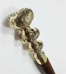 Bastón de madera victoriano estilo antiguo mango de latón de diseño vintage - Imagen 1 de 9