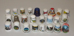 Souvenir Thimbles Lot of 25 - Assorted Shapes & Tourist Designs - Picture 1 of 4