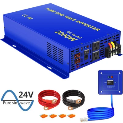 XYZ INVT 2000W Power Inverter Pure Sine Wave Inverter 24v to 110v120v remote new - Image 1 of 4