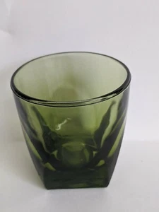 Hazel Atlas Glass 1 Green Colonial Square 6 ounce "On The Rocks" Double Shot - Picture 1 of 6