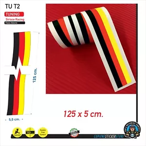 Fascia Striscia Adesiva Tricolore Bandiera Germania Tuning Racing 125 x 5 cm - Foto 1 di 1