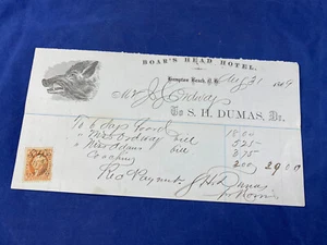 SELTEN 1869 Eber's Head Hotel (1823-1897) Quittung Hampton Beach, neu ohne Etikett ~ 2 Cent Briefmarke - Bild 1 von 6