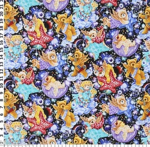 LINED WINDOW VALANCE 42X12 ANGELIC ANGELS SLEEP TIME TEDDY BEAR NIGHT SKY STAR - Picture 1 of 1