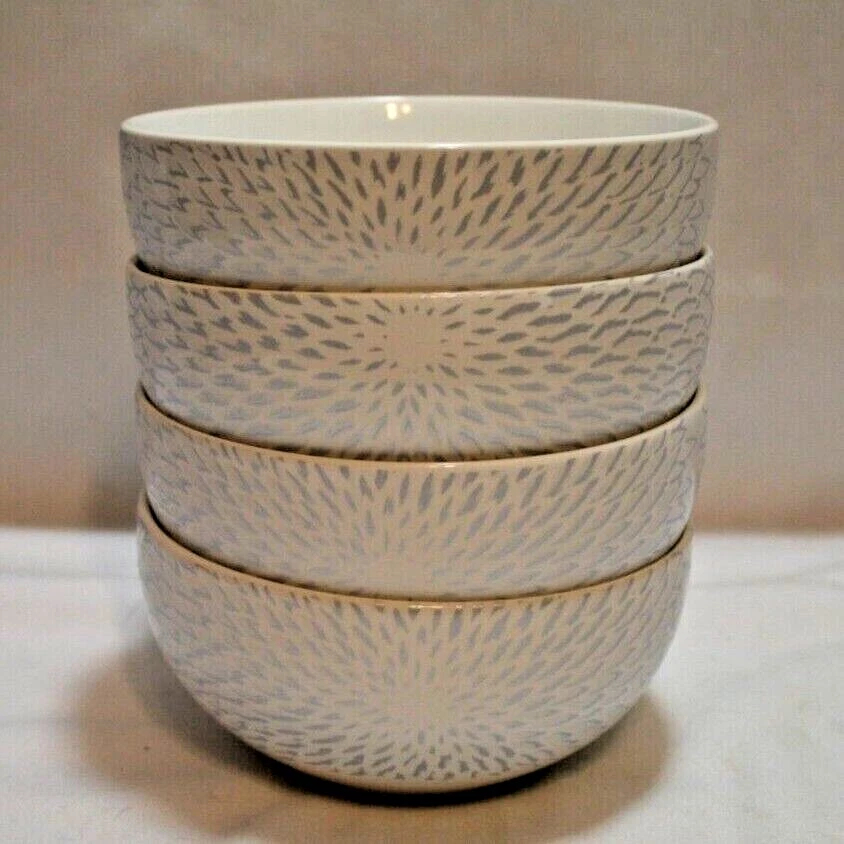 Juego de cuatro cuencos de sopa de cereal de porcelana redonda gris 222 Fifth Astor de 5 1/2" nuevos Foto 1 de 3