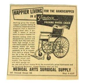 1963 Gendron Klapprollstuhl Werbung Druckausschnitt - Bild 1 von 1