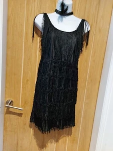 Costume donna nero vestito flapper - taglia small - circa 8-10 - Foto 1 di 7