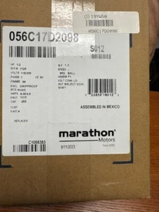 Marathon S012 Electric Motor 1/2 HP 1725 Rpm 1PH 115/230 Volt 56 056C17D2098 New - Picture 1 of 1