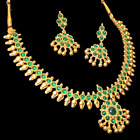 Gold Plated South Indian Bollywood Style Kemp Necklace Ethnic Temple Jewelry Set