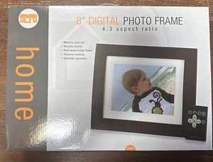 8” Digital Photo Frame By Home 4:3 Ratio - Memory Card - Real Wood Brown Frame - Picture 1 of 2