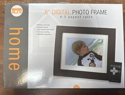 8” Digital Photo Frame By Home 4:3 Ratio - Memory Card - Real Wood Brown Frame - Image 1 of 2