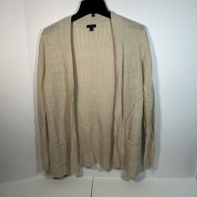 Cárdigan Talbots 100 % lino tejido talla pequeña GRANDE color tostado Foto 1 de 4
