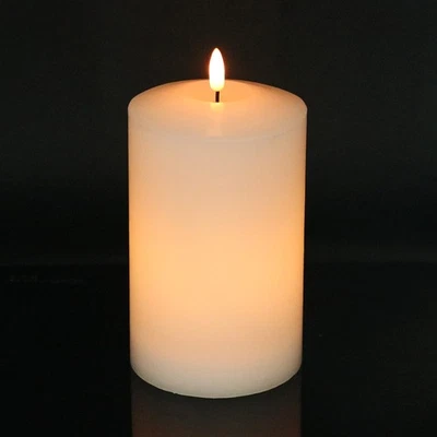 Eldnacele Large Flameless Flickering Candles White 3D Realistic Black Wick wi... - Image 1 of 4