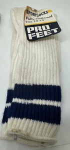 Vintage Pro Feet White Navy Stripe Sports Socks Fully Cushion Size 10 - 13 - Picture 1 of 7