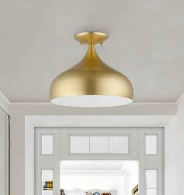 Livex Lighting 41050 Amador 12英寸W半冲洗天花板灯具-金色 — 第 1/3 张图片