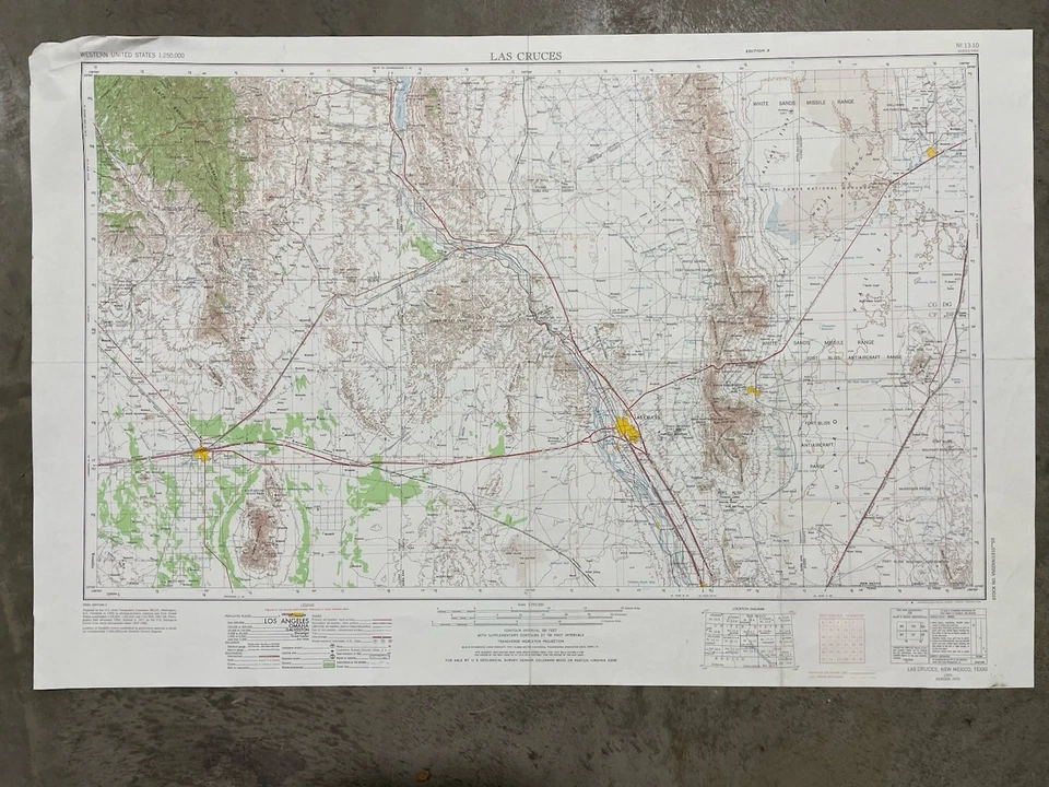 Vintage USGS Las Cruces New Mexico Texas 1955 1962 Topographic Map  1: 250000 - Image 1 of 1