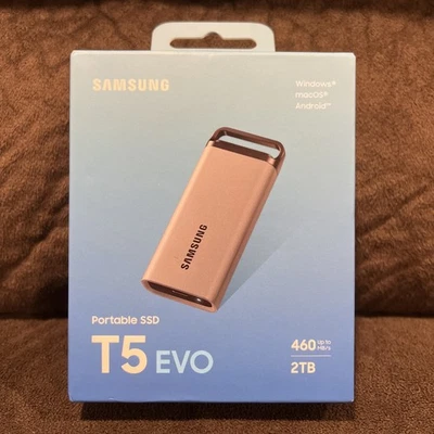 Samsung T5 EVO 2TB Portable SSD USB-C 3.2 Gen 1 Solid State Drive (Gray) — NEW - Image 1 of 4