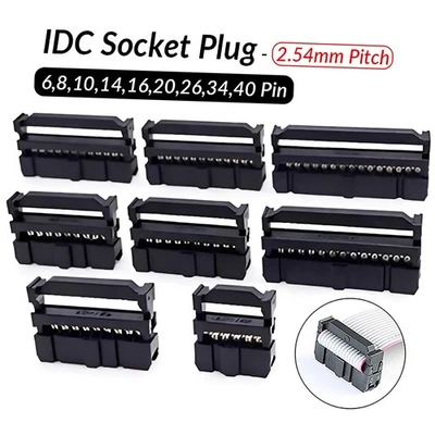 2.54mm Pitch IDC Socket Plug Ribbon Cable Connector-6,8,10,14,16,20,26,34,40 Way - Image 1 of 4
