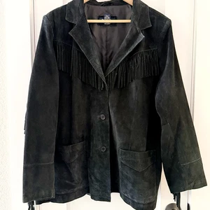 Denim & Co Women's Leather Fringe Jacket 2X Back Western Blazer Pockets Cowgirl - Picture 1 of 12