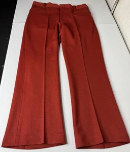 Vintage 70er Double Knit Donegal Rost Polyester Wolle Disco Hose 34 x 30 - LESEN - Bild 1 von 15