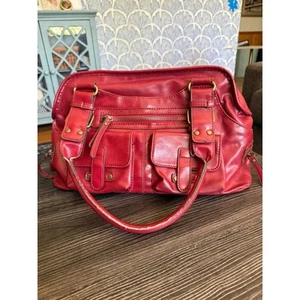 Vintage Aldo Red Danier Leather Satchel - Picture 1 of 7