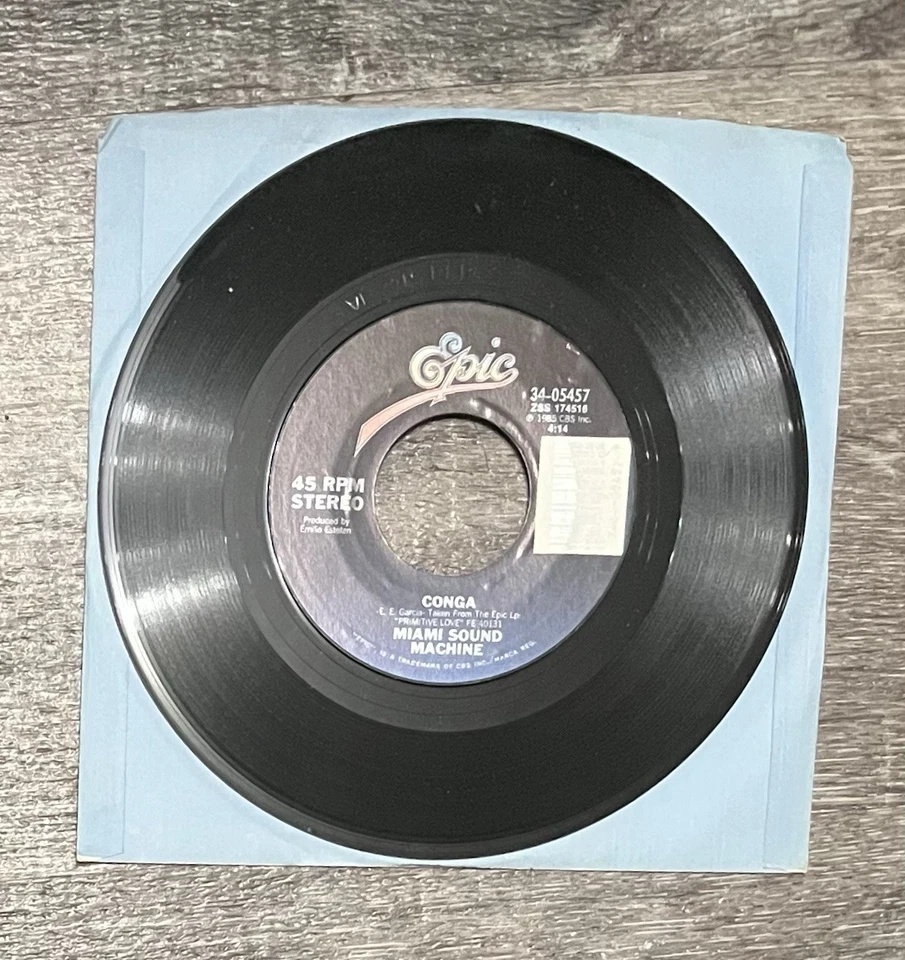 MIAMI SOUND MACHINE: CONGA / MUCHO MONEY (1985) Vinyl 45 RPM Pop Dance - Image 1 of 1