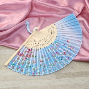 Sakura Fan Student Women's Collapsible Large Hand Folding Handheld - Picture 1 of 12