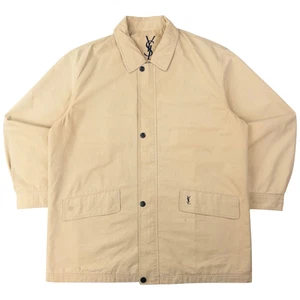 Yves Saint Laurent Mens Beige Embroidered Jacket XL Button Closure - Picture 1 of 8