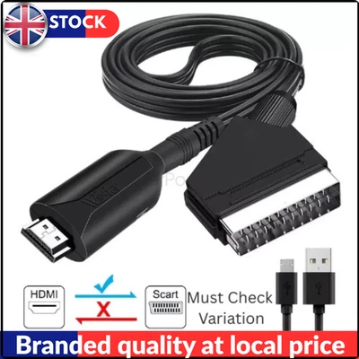 SCART TO HDMI CONVERTER CABLE HDMI ADAPTER LEAD 1M FOR HDTV SKY BOX STB PLUG HD - Image 1 of 4