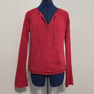 No Boundaries Vintage Red Cotton Ramie Bell Sleeve Sweater Size M - Image 1 of 4