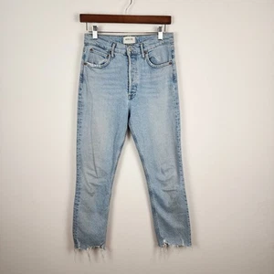 Agolde Riley Crop Button Fly Raw Hem Light Wash Blue Jeans Damen Gr. 26 - Bild 1 von 8