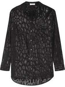 EQUIPMENT Seiden-Hemdbluse Daddy Metallic Leopardenmuster in Schwarz Größe XS - Bild 1 von 4