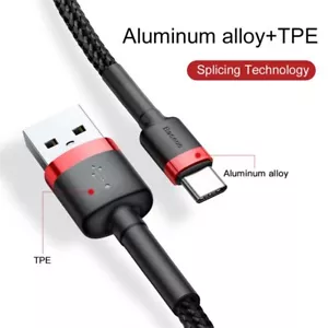USB A to USB C (USB to Type-C) Sync & Charge Cable Braided 50cm Lead 0.5m UK - Picture 1 of 9