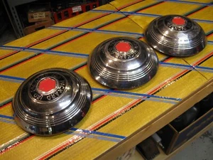 1937-39 model PACKARD 120 ONE-TWENTY HUB CAPs (3). Driver Quality - Picture 1 of 8