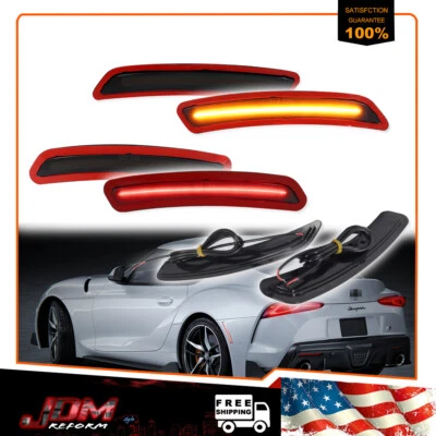 For 2020-2024 Toyota GR Supra Smoke Front Amber Rear Red LED Side Marker Lamp 4X - Image 1 of 4