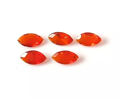 2.5X5 MM MARQUISE AAA+ NATURAL MEXICAN FIRE OPAL FACETED LOOSE GEMSTONE 5 PIECES - Image 1 of 4