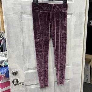 Victoria’s Secret PINK Purple Velour Logo Flat Yoga Leggings LARGE NWT - Picture 1 of 7