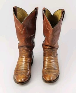 Vtg Tony Lama #5084 Tan Leather Western Cowboy Riding Work Biker Men's Sz 8.5 AA - Picture 1 of 14