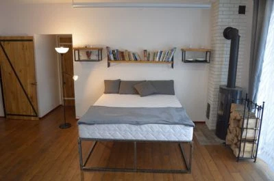 Modernes industrie doppel Metallbett Kolumb 140x200 inkl. Lattenrost, Loft - Bild 1 von 4