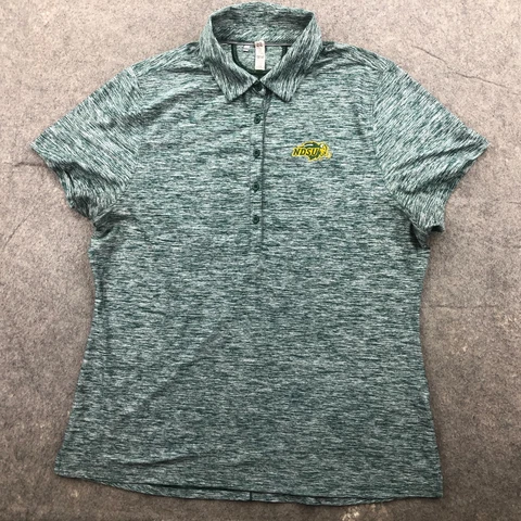 North Dakota State Bison Polo Shirt Womens XL Green Embroidered Logo NDSU Cover