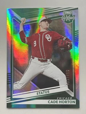 2022 Elite Extra Edition Status Green #7 Cade Horton /499 Cubs & Oklahoma Card - Image 1 of 2