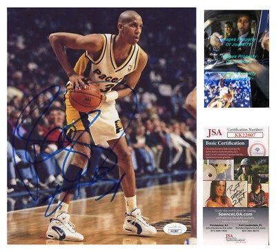 Foto 8x10 firmada por Reggie Miller autografiada de Indiana Pacers prueba exacta JSA Foto 1 de 4