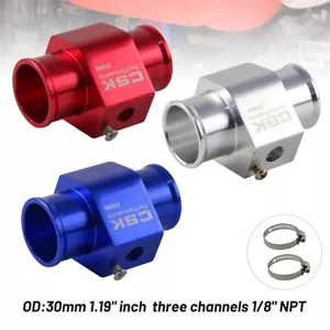 Universal 30mm 1.18" Water Temperature Sensor Adapter 1/8NPT Bung & Clamps - Picture 1 of 12